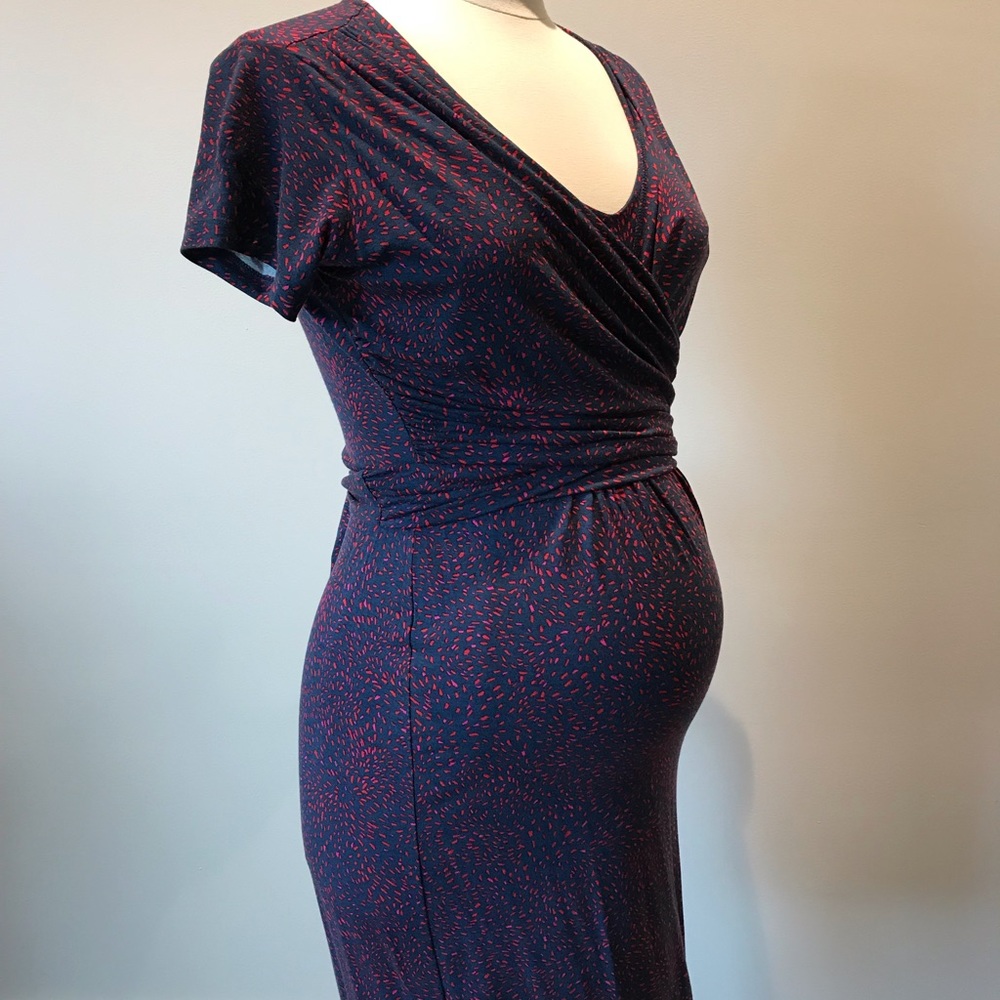 Seraphine Maternity Navy Floral Print Wrap Dress sz4